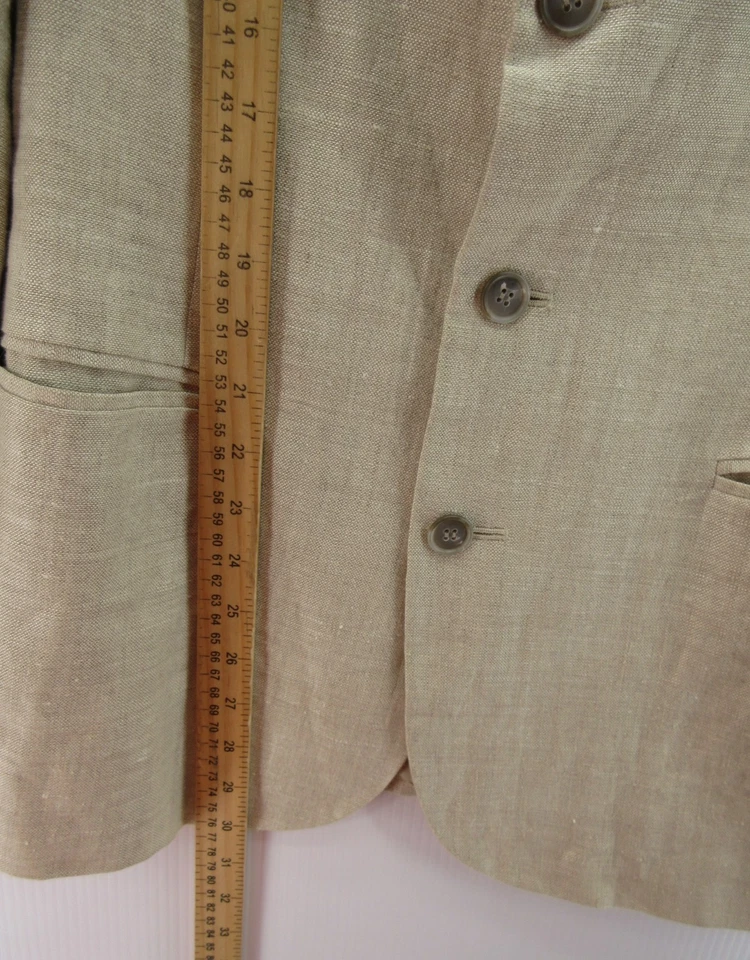 VINTAGE Gap Sport Coat Men Small Beige Blazer Linen 90s Field Classic Jacket * - Image 4 of 4