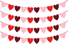 40 Pcs Red Felt Heart Banner Garland for Valentine'S Day Decorations - NO DIY Re