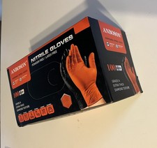 First Glove Grip Orange Nitrile Disposable Gloves 8 Mil Raised Diamond Texture