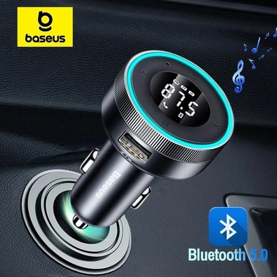 Baseus FM Transmitter Bluetooth 5.0 TF AUX Auto MP3 Player USB Ladegerät KFZ DE