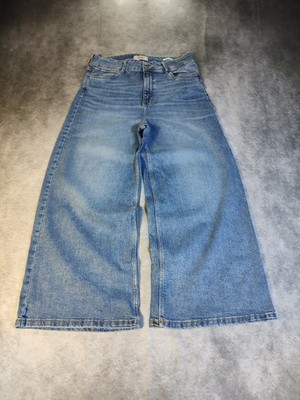 Wrangler Jeans Damen Gr. 40 (W30) High-Rise A-Line Crop Weites Bein Culotte Blau