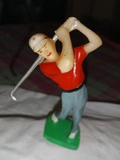 Vintage WILTON Golfer Cake Topper Decoration 4" Figure Red White Grey