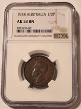 Australia George VI 1938 1/2 Penny AU53 BN NGC