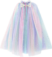 Princess Cape Colorful Princess Cloak, Sparkling Sequins Tulle Cape Carnival Bir