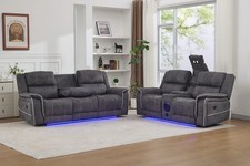 Geneva Pro Fabric Electric Recliner Sofa 3+2 Set,Bluetooth,USB,Cooling-Cupholder