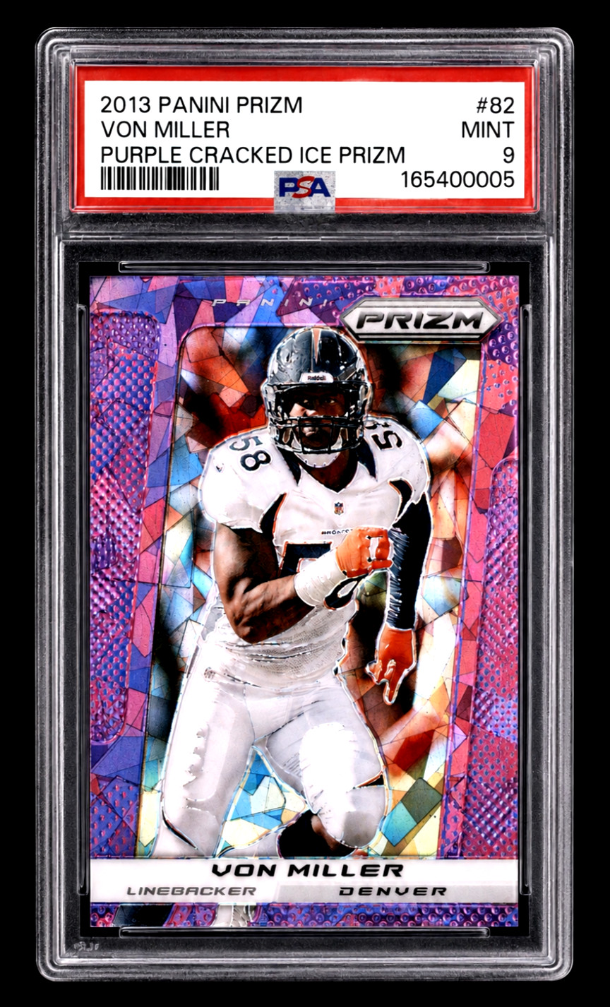 2013 PRIZM VON MILLER PURPLE CRACKED ICE #/40 PSA 9 MINT DENVER BRONCOS