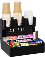 2-Tier Coffee Station Organizer for Countertop, 10 Compartments, Tea Condiment S