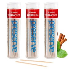 Cinnamint Flavored Toothpicks Birch Wood 3-Pack 105 Picks Cinnamon Peppermint