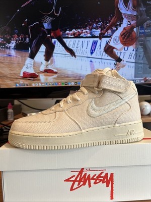 Size 8- Nike Stussy x Air Force 1 Mid Fossil | eBay
