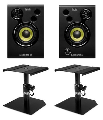 Hercules DJMonitor 32 Paar Aktiv 60W Lautsprecher Set Tischstativ 3'' Tieftöner