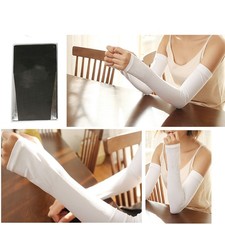 White Outdoors Sun Protection Arm Sleeves White Nylon Breathable Comfortabl OH