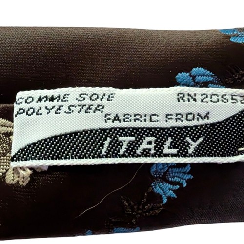 Corbata Hecha en Italia Marrón Con Azul, Blanco Verde Gloral - Imagen 4 de 4