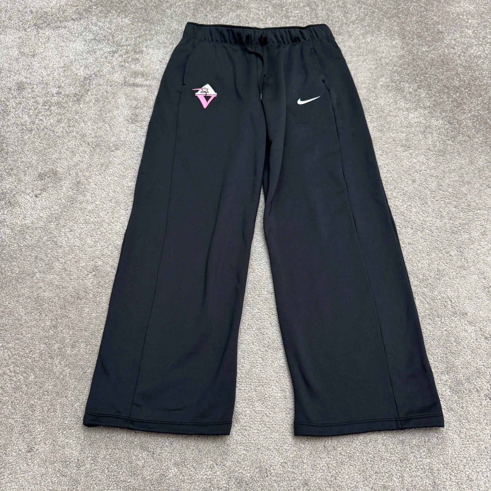 Nike Therma-FIT All Time Pants Women Medium Black Fleece Open Leg Warm Athletic