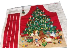 Vintage Cut And Sew Cranston VIP USA Christmas Tree Apron Panel