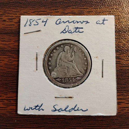 1854-P Seated Liberty Quarter 25C - 90% Silver - Damaged