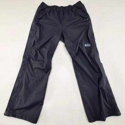 REI Co-op Rain Pants Mens M Short Black Peak 2.5L Waterproof Full Dual Zip Legs