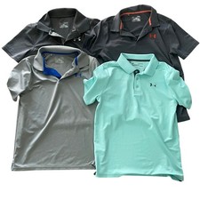 Under Armour Youth Large Polo Shirt Lot Gray Blue Performance Athletic