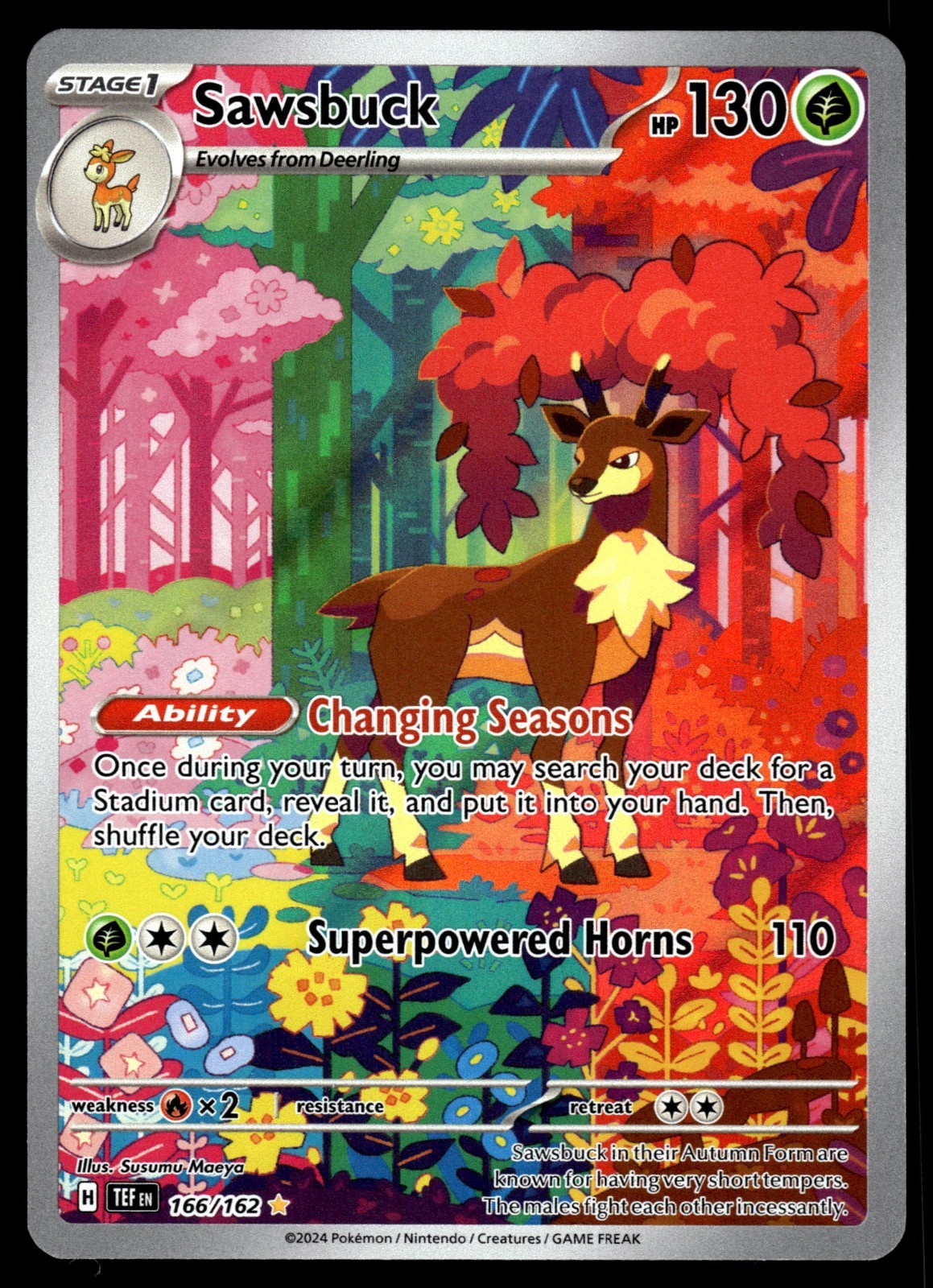 Sawsbuck 166/162 Illustration Rare Temporal Forces Pokémon Card NM