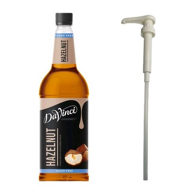 Da Vinci Sirup 1L Hazelnut light + 1 Dosierpumpe im Set,Haselnuss zuckerfrei, UK
