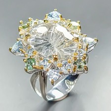 Handmade Natural Green Amethyst Ring 925 Sterling Silver Size 8 /R459645