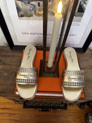 Christian Dior Gold Slides New Collection New Size 39 Stunning ,  D-Lane slide