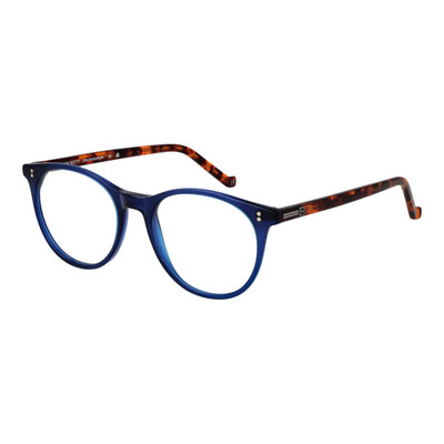 Hackett Bespoke Lunettes HEB276 608 Bleu Rond Cadres Acétate pour Hommes 48mm