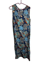 davvoons of bermuda vintage sleeveless 100% rayon dress size large floral blue