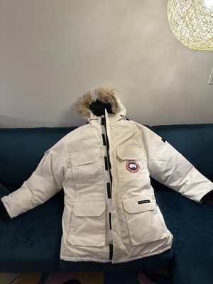 Canada Goose Expedition Parka 4660M White North Star Mens L Fur hood Down Jacket