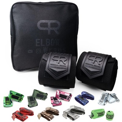 PR Personal Record Elbow Wraps for Weightlifting - One Size Fits All, Black 