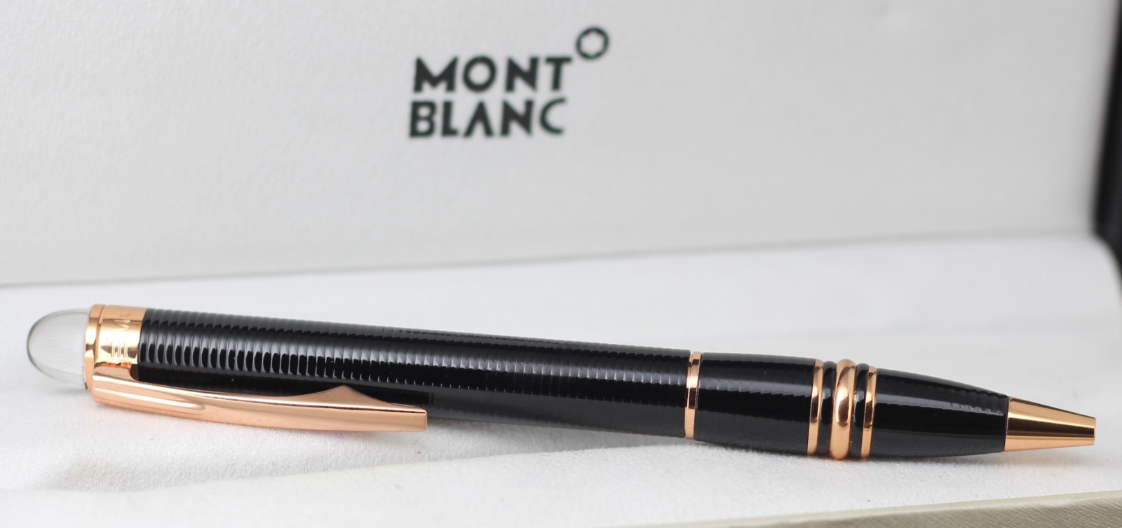 Montblanc Meisterstuck Star Walker Ballpoint Pen Blue Ink & Black+Copper Body.