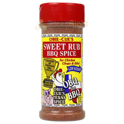 Obie Cue's Sweet Rub BBQ Spice Poultry Pork Ribs Low Sodium Gluten Free 4.2 Oz