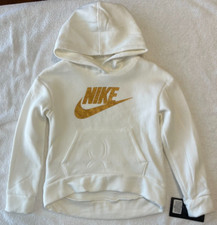 NWT Girls Nike Size 6 M 110-116 CM 5-6 YRS White Hoodie Sweatshirt Pullover