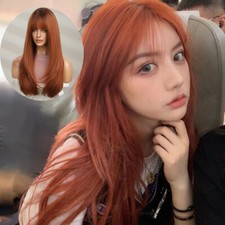 Dirty Orange Color Long Straight Hair Wig Women Hair Fashion Hair Full-Head