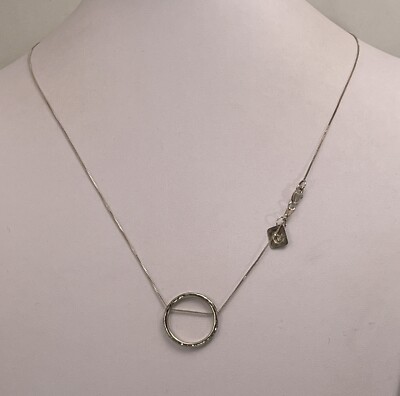 925 Sterling Silver Hammered Circle Slider Necklace 20  Jewelry