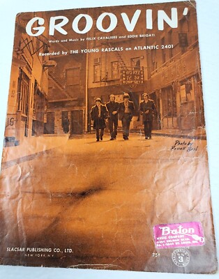 Groovin Vintage Sheet Music The Young Rascalls Felix Cavaliere Eddie Brigati