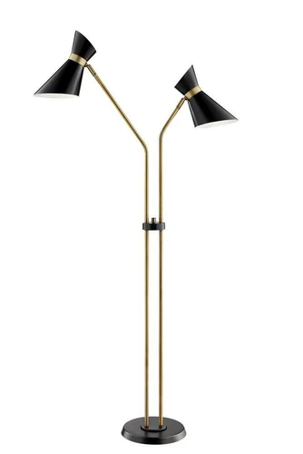 Lite Source Jared 60" Black and Antique Brass 2-Arm Floor Lamp - Picture 2 of 3