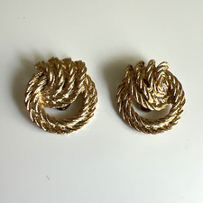 Vintage Signed SG D'OR Gold Metal Tone Shoe Clips Twist Rope SGDOR DOR