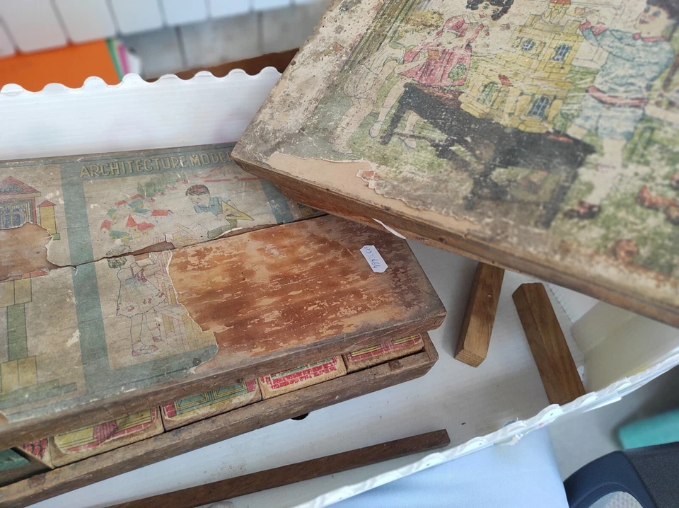 Jeu de construction ancien en bois 2 coffrets l'architecture moderne - Photo 3/4