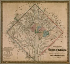 22" x 24" 1862 Map Of Original District Of Columbia Washington
