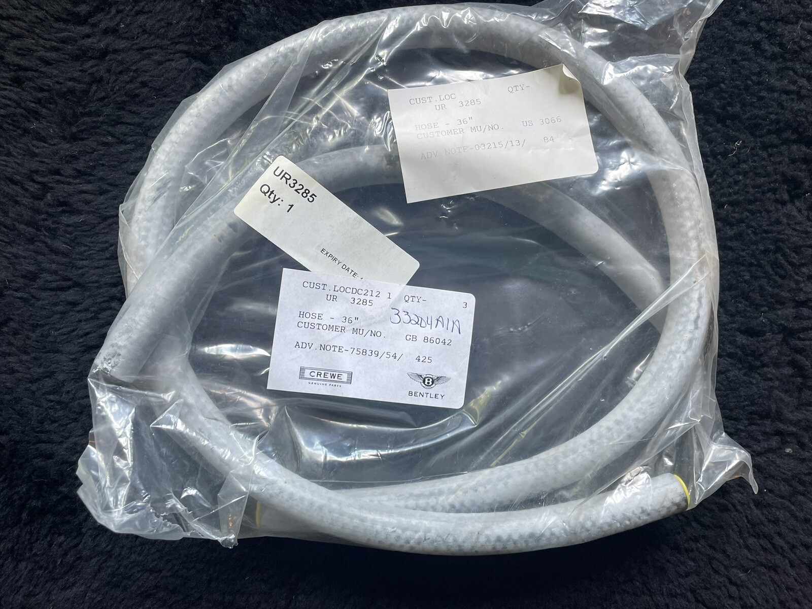 Rolls-Royce Bentley 36” Hose UR3285 NOS OEM NEW