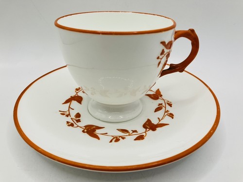 Bodley Aesthetic Movement Orange Branch Handle Duo, Cup & Saucer - circa 1871 - Picture 8 of 18