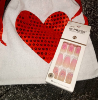 imPress PINK POWER Cancer Awareness,Ribbons, Pink/Cream Ombré, Glitter Nails!