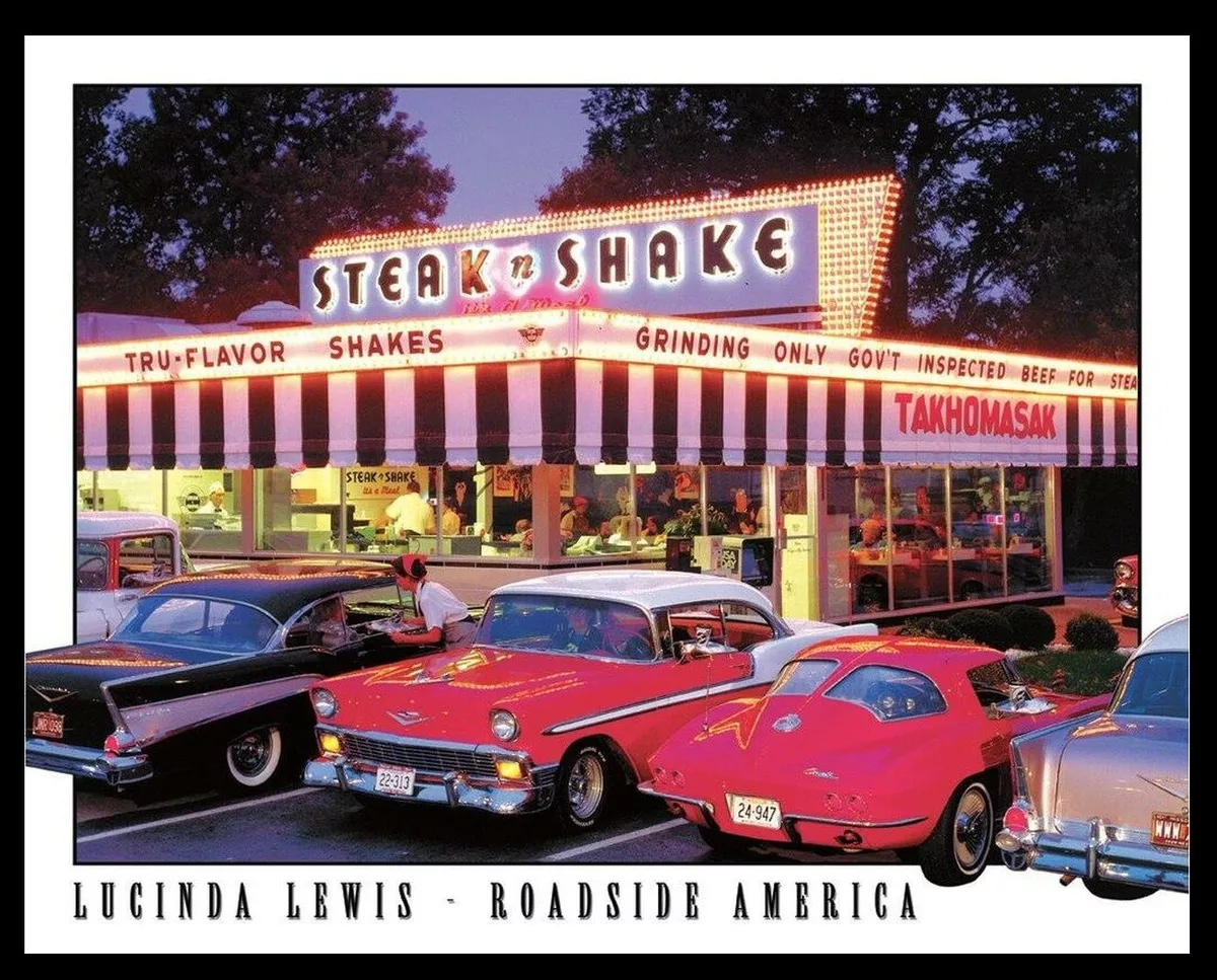 Steak n Shake Lucinda Lewis classic car 50s Diner Decor TIN poster ...