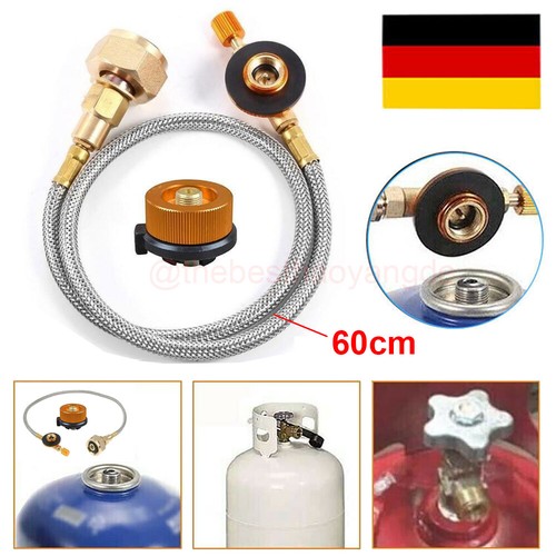 Gastank Adapter Schlauch Set Anschluss Gaskartusche für Campingkocher