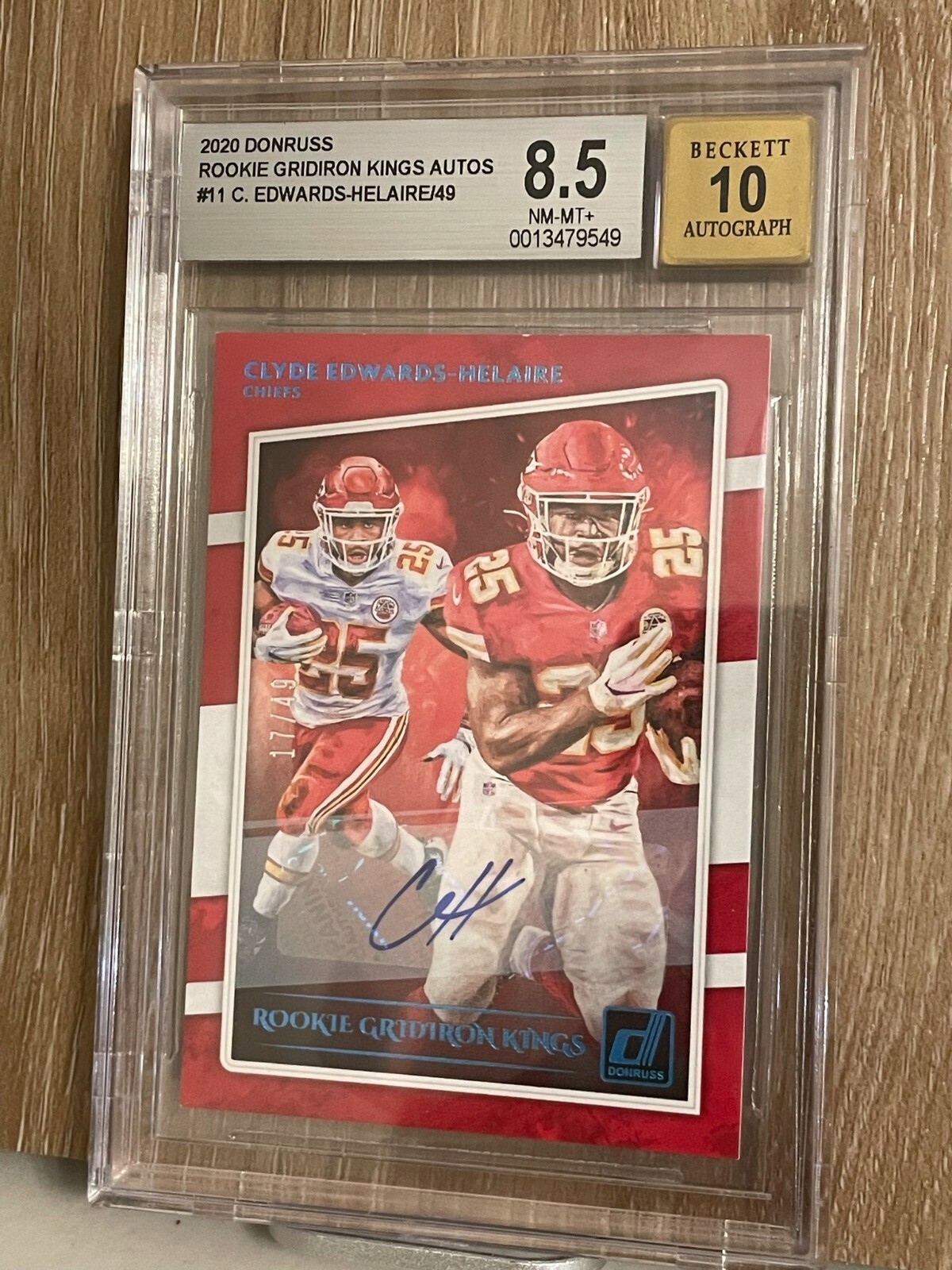 Clyde Edwards-Helaire Panini Donruss Gridiron Kings #RGKCEH Autograph-Rookie