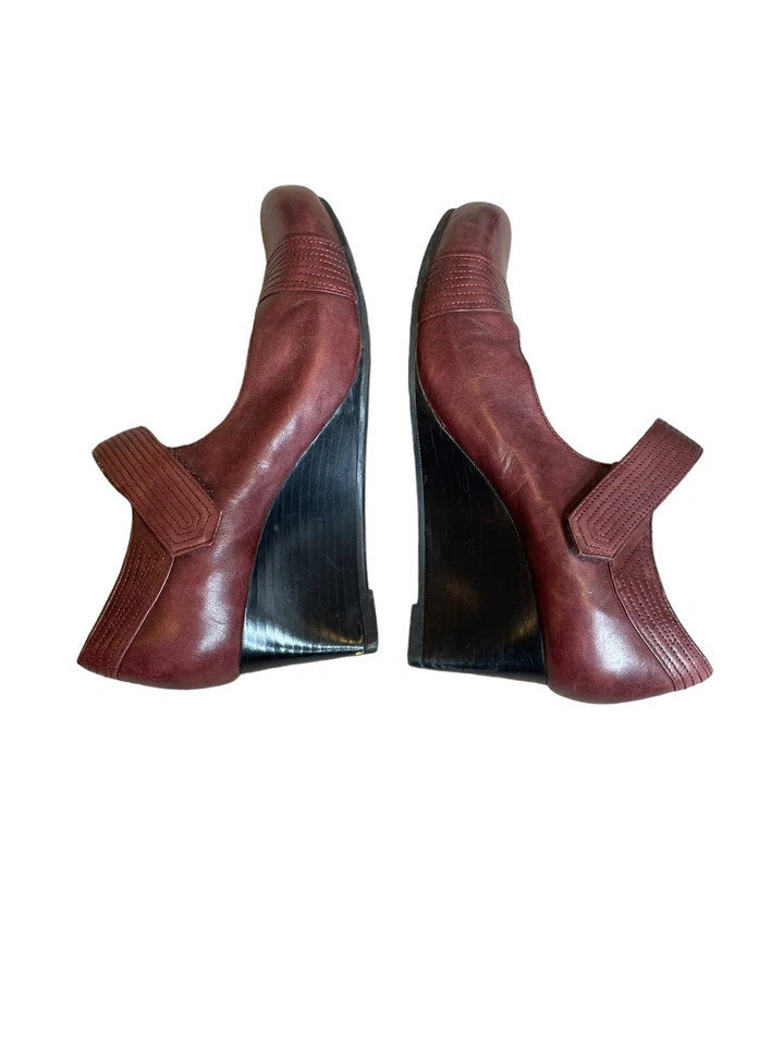 Tacón de cuña de cuero Earthies Savona Merlot talla 8,5B Foto 3 de 4