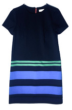 NWT Ann Taylor Loft Black Blue Multicolor Sleeveless Shift Dress Size 0 Back Zip