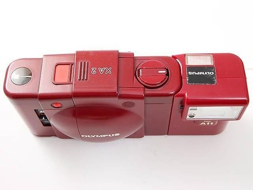 Olympus XA2 Point & Shoot Film Camera Red with A11 Flash Excellent from Japan - Picture 2 of 4
