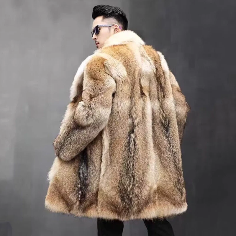 Men's Fur Coat Winter GTPS Faux Mink Coat: Medium Length, Inverted