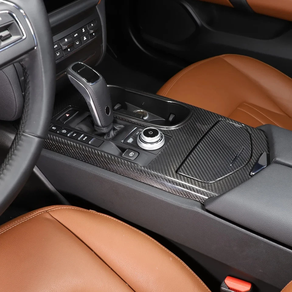 Panel de cambio de marchas central de fibra de carbono real para Maserati Ghibli 2014-23 Foto 4 de 4